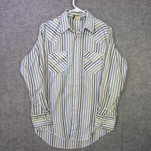 Vintage Holt Shirt Mens Large Striped Western Pearl Snap 70s 80s
